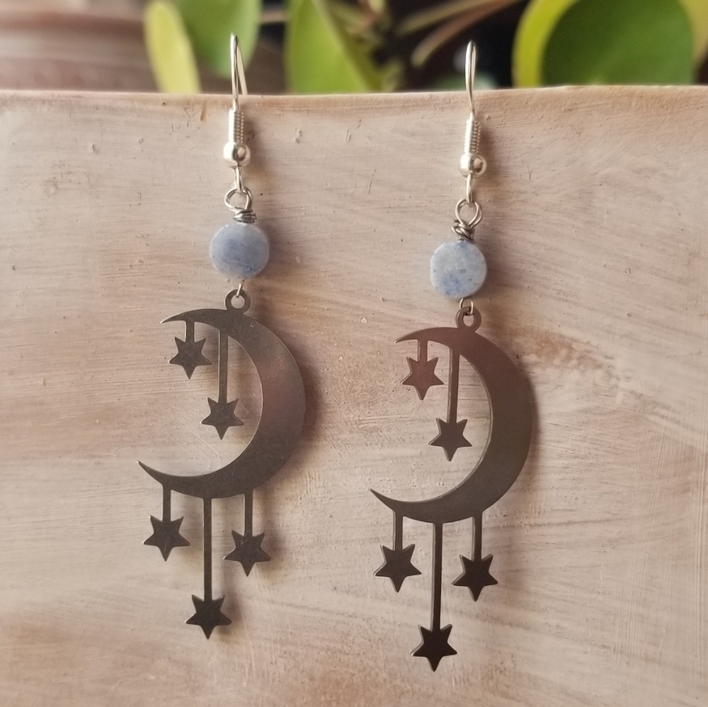 Lunar Earrings - You Choose - Handmade - Stone and Stainless Steel - New